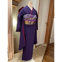 Amazon.co.jp: 紫の色無地振袖（襲付き）+長襦袢＋袋帯 刺繍紋入り