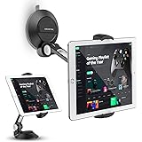 AboveTEK タブレットホルダー 粘着ゲル吸盤付き 吸盤 強力 スマホスタンド（1/4インチカメラアダプター付属） 360度回転の卓上タブレットスタンド 車のフロントガラス、キッチン、ベッドサイドテーブルに最適 iPadホルダー 4インチ~11イ