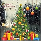 HaloVa Christmas Tree Wall Stickers 2018 New Year Wall Murals Waterproof DIY Glass Window Door Kids 