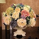 BAGEHUA カラフルな花の花、シルクの花椿のシミュレーション設定のラウンドフラワーポーチテーブル花造花、花