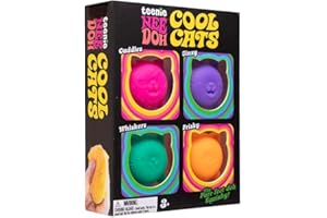 NeeDoh Cool Cats Teenie Multipack, 4 Assorted Colours/Styles - Dough Filled, Tactile Sensory Play, Soft Squeezable Texture, Vibrant Fun Colours, Ideal Collectible and Easter Gift