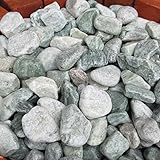 天然石 玉石砂利 3-4cm 200kg アイスグリーン (ガーデニングに最適 緑色砂利）