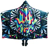(Sherpa, Trippy Hamsa) - Electro Threads Hooded Blanket - Positive Vibes (Trippy Hamsa, Sherpa)