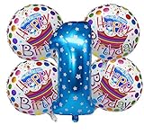 Langxun 32 #1 First One 1st Blue Thickening Foil Digital Air-filled / Helium Balloons for Birthday &