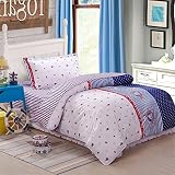 3-Pieces Duvet Cover Flat Sheet Pillowcases Set for Kids Boy Girls, Fit Twin Full, Ocean Explorer [並