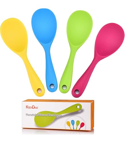 Rice Spoon With Wooden Handle Non-Stick Heat Resistant Kitchen Utensil Standing Rice Cooker Spatula Kitchen Tool Nylon Rice Spoon Silicone Solid Spatula - View #8