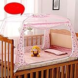 Baby Kids Crib Cot Mosquito Net Tent Bed Canopy with Stand (L (80x130cm), Pink) by CUTI