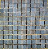 [石材 鉄平石 モザイクタイル]綺麗なイエロー鉄平石モザイクタイルst41