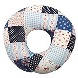 エスメラルダ＆プラチナムベイビー ドーナツ枕【日本製】赤ちゃん 頭の形が良くなる (パッチワーク・ネイビー)