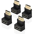ELUTENG HDMI L型 コネクタ 3D対応 4点セット HDMI 変換アダプタ l字 HDMI 延長コネクタ 90度 + 270度 オス メス 4K 30Hz HDMI 中継 アダプタ HDMI2.0 変換 エクステンダー 下向き 延長器 コ