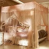 royal-ヨーロピアンスタイルスクエアトップMosquito Net three-door暗号化ダブルベッドプリンセススタイルステンレススチールブラケット翡翠色 Diameter 32mm