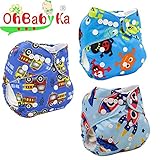 Ohbabyka3点セット ベビー服 赤ちゃん 服 ベビー用おむつカバー 女の子 男の子 布おむつ/おむつカバー ベビー 布オムツ/おむつ/オムツ フリーサイズ サイズ調節可 (K404872)