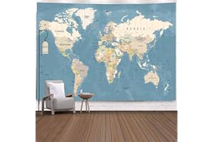 [DLAWF] 世界地図 タペストリー 壁掛け 水彩絵 おしゃれ 装飾布 70*100cm 大判 地図 ファブリック装飾用品 ホーム装飾 多機能壁掛け 撮影用 カラー 背景布 模様替え お店 部屋や窓の飾り 個性プレゼント 新居祝い レトロ 壁掛け 