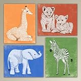 Baby Africanサファリの動物子供、キッズ、ベビージャングル動物壁アートPrints 8"x10"