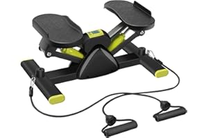 ステッパー 足踏み健康器 静音 室内運動 サイドステッパー 有酸素運動 エクササイズバンド/モニター付き 耐荷重125kg 全身トレーニング ダイエット器具