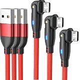 Micro USB ケーブル L字 L型 180度回転 3A急速充電&データ転送 強化TPE製 USB Type A to マイクロb ケーブル Micro充電コード Android スマホ充電ケーブル Type-B for PS4 (3m*3)