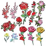 アイアンパッチ刺繍パッチ、15個DIYフラワーローズパッチパッチに刺繍パッチソー服ジャケットのアップリケTシャツジーンズスカートベストスカーフハットバッグ