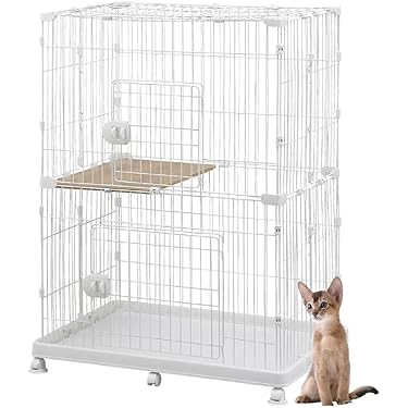 キャットケージ　キャットゲージ　猫用品　分割可能　Lサイズ　ペット用品　ホワイト 楽天市場】【10％OFF】猫 ケージ 2段 キャスター付き ペット PEC