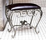 玄関スツール アイアン家具 アイアンスツール アイアンチェア ネコ足 猫脚 ブラックレザー調仕上げ 角型玄関スツール 軽量 男前インテリア