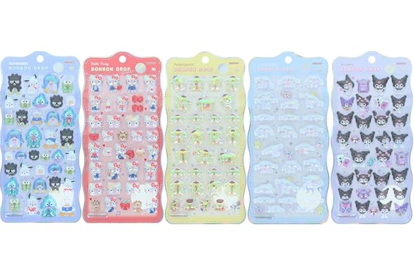 サンスター文具 ボンボンドロップシール サンリオ3 churukira 【5個セット】S はぴだんぶい ハローキティレッド ポムポムプリン シナモロール クロミ