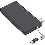 ウィルコム モバイルバッテリー AC入力 コンセントプラグ搭載 microUSB AC充電 8000mAh ブラック LAU080-10BK