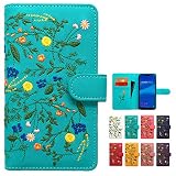 Android One S8 S8-KC 専用 ケース カバー ボタニカル 花 刺繍 手帳型ケース 手帳型カバー スマホ スマホケース スマホカバー アンドロイドワン 花柄 ターコイズ