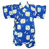 甚平 格子トンボ柄 日本製生地 綿 100％ ネイビー◇90cm