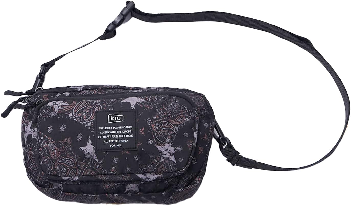 KiU キウ 300D フロントポケットミニショルダーバッグ 300D FRONT POCKET MINI SHOULDER BAG ショルダー バッグ 肩掛け ミニバッグ ミニポーチ 男女兼用 ウエストポーチ おしゃれ かわいい 2WAY 小さめ 撥水 背面メッシュ ポケット キーカラビナ スターペイズリー K156-616