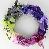 スターチスとルリ玉アザミのグラデーションリース ドライフラワー フラワーリース