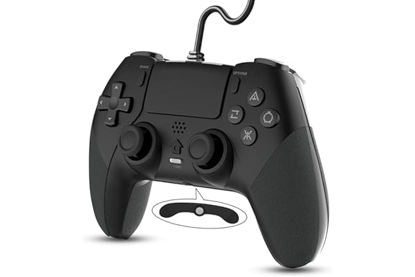 OULEKE PS4コントローラー 有線 背面ボタン付き [2026年アップグレード版] ゲームパッド マクロ機能 USB接続 遅延なし HD振動 TURBO連射 人間工学 高耐久ボタン 全バージョン P3/PC対応 日本語取扱説明書付き(ブラック)