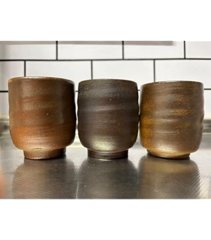 Amazon | 備前焼 夢幻工房 組湯呑 商品サイズ：6.5 × 8.5cm | 備前焼