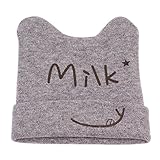 (よキーよ)Yokeeyo ニット帽 毛糸 かわいい耳付き帽子 新生児帽子 ベビー用ハット 赤ちゃん キッズ 帽子 男の子 女の子 男女児 秋冬 防寒 刺繍 スタイリッシュ