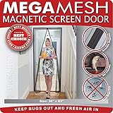 Magnetic Screen Door - Heavy Duty Mesh & Velcro Fits Doors Up to 34"x82" MegaMesh Comes With a 12 Mo