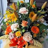季節のお花おまかせアレンジメントA(オレンジ系)「誕生日」「お祝い」「花の産地千葉県館山から発送」