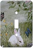 3dRose LLC lsp_44347_1 Bunny Rabbit in Grass with Butterflies Flying nearby, Single Toggle Switch