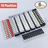 Hilitchi 12pcs 600V 15A 10 Position Double Row Screw Terminal Strip and 400V 10A 12 Postions Red /Bl