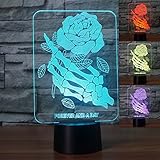 3dスケルトン手ローズフラワーナイトライトテーブルデスクOptical Illusionランプ7色変更ライトLEDテーブルランプXmasホームLove Brithday子供キッズ装飾おもちゃギフト