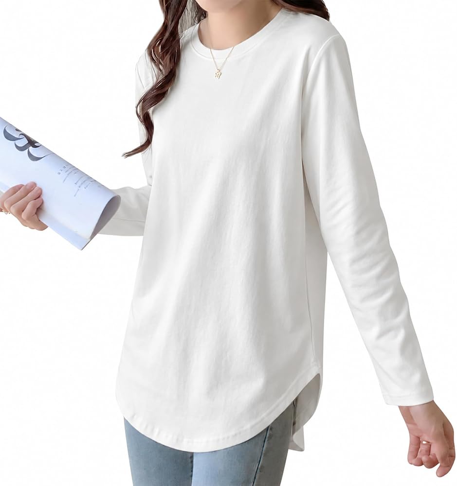 [AOY] Tシャツ レディース 長袖 トップス 【サイドスリット×ラウンドヘムで抜け感プラス・7色提供】 トップス カ