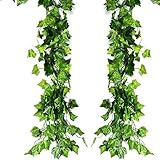 人工アイビー、atpwonz 12個( 80フィート)人工Greenery Fake英語アイビーHangingウェディングガーランド、ホームガーデンOfficeクリスマスデコレーションアクセサリー