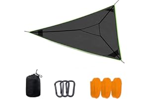 CEPTEN ハンモック 三角 アウトドア 多人数 網目 吊りベッド 寝床 収納可能 簡単に設置 昼寝 ピクニック お花見 家族用 旅行グッズ… (400*400*400CM, ブラック)