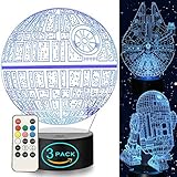 「STAR WARS」夜ライト-3d LEDナイトライト7色変更リモートナイトライトfor Kids部屋装飾、完璧な子供の誕生日ギフト