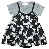 《夏対応》SHORH KID'S(ショーキッズ) 女児天竺キャミ重ね着風リゾート柄ロンパス 80cm /ブラック NO.SD-50772