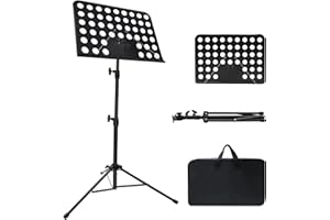 Mdvora Music Stand for Sheet Music, Adjustable Music Stand with Carrying Bag, Professional Music Book Holder Music Sheet Clip Holder for Guitar, Ukulele, Violin Players (1 pack)