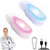 Nurse Light for Night 2Pcs, Running Light Shift Hands Free - Torch Rechargeable Clip-On LED Flashlight for Badge Reel Small T