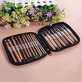 Dagly(TM) 20枚/レザーケースDIYかぎ針編み刺繍クラフトツールで編み織り竹かぎ針編みのフック針セットを設定します