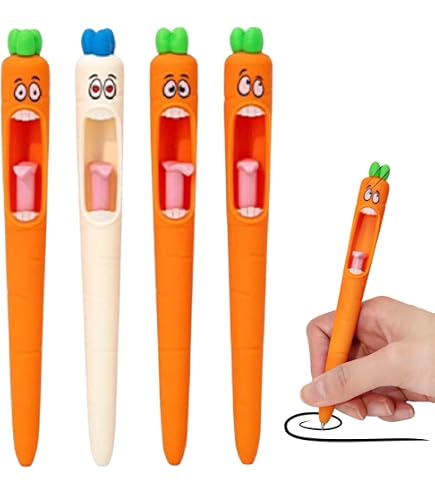 Amazon | にんじんゲルペン - 面白い舌を押す子供用筆記用ペン 4本