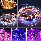 イルミネーションライト 120球13m 2種類点滅パターン イルミネーションソーラー LEDジュエリーライト 太陽光充電 クリスマス ピンク