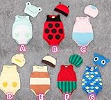 ベビー赤ちゃん　新生児連体服+帽子 カバーオール (70-80-90-95cm)各サイズ一枚ずつ G 【4点】