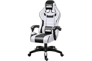 GTBOY ゲーミングチェア gaming chair デスクチェア 高耐久PUレザー 140度リクライニング 在宅 リモート (イングリッシュ, 白)