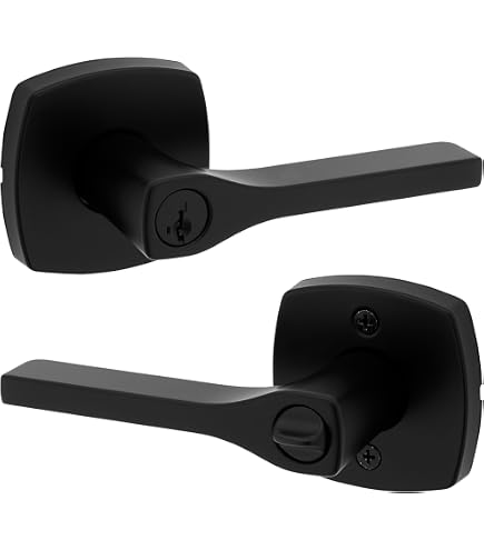 Kwikset Midtown Serrure à Pêne Dormant, Noir Mat, Porte D'entrée Extérieure Moderne à Clé, Sécurité SmartKey Rekey, Boulon Mort Monocylindre, Avec Protection Microban